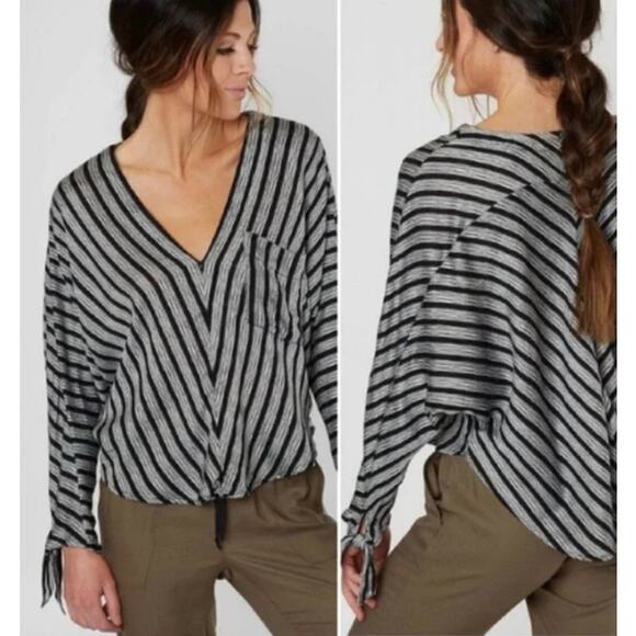 Free People Shirt Women's XS Bohemian Striped Coastal Beachy Cropped Dolman - Picture 11 of 11